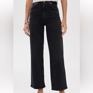 AGOLDE Ren: Black High Rise Wide Leg Jeans